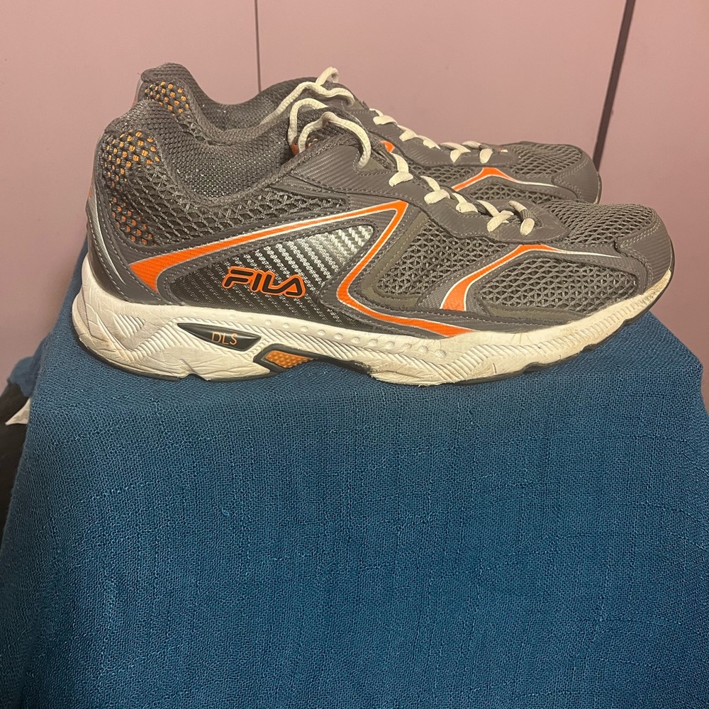 Mens Fila Orange And Gray Athletic Shoes